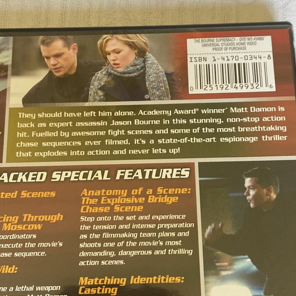 🎬PRICING🎬 The Bourne Supremacy DVD with Matt Damon - Widescreen Edition - Picture 3 of 7